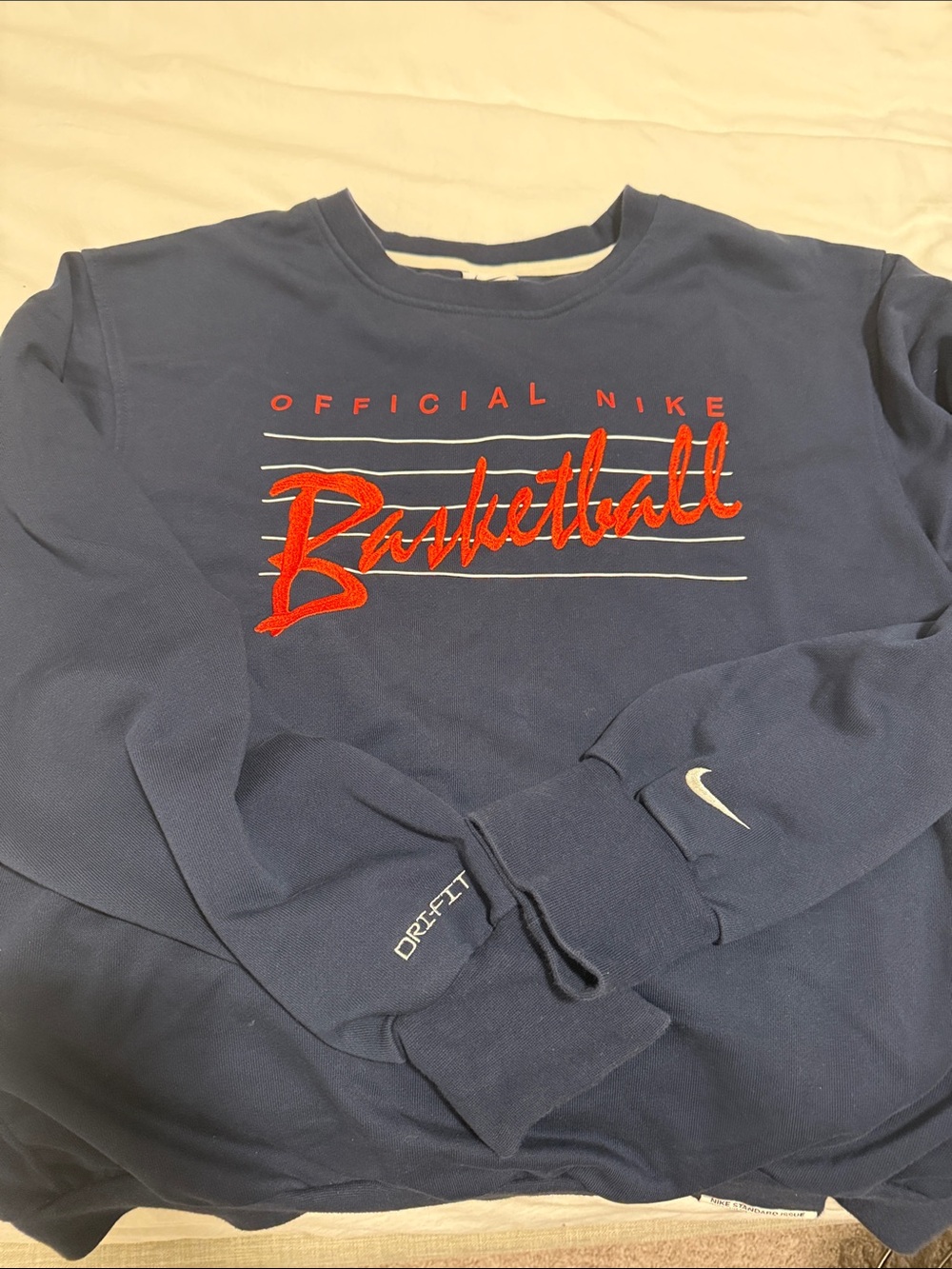Nike Men’s Navy Crewneck with Red 'Basketball' Script